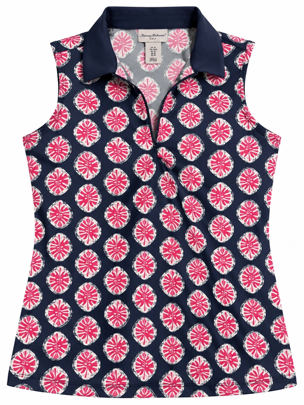 Tommy Bahama IslandZone Golf Polo | Sleeveless Pink Medallion Print | M